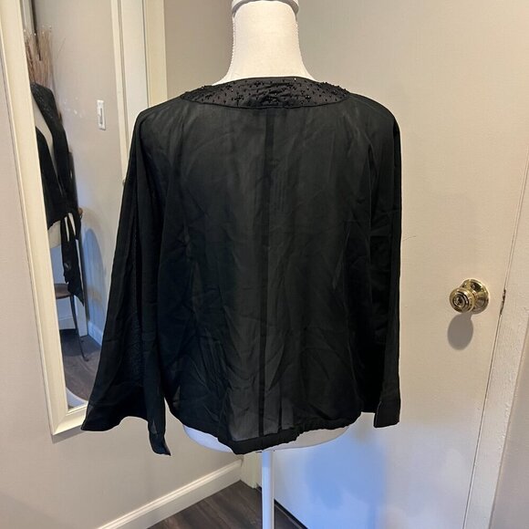 NWT Steve Madden Black Sheer Evening Beaded Cocoon Cardigan, One Size - Picture 9 of 16